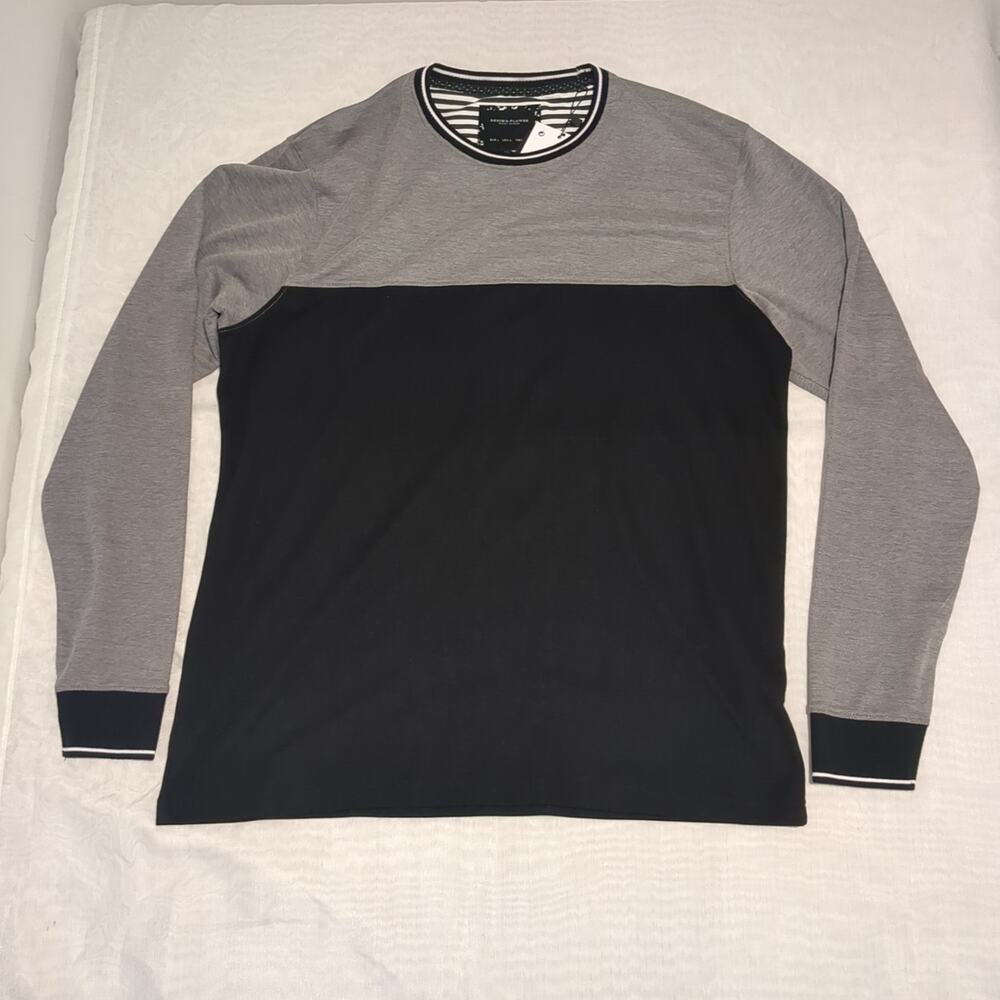 Denim & Flower Mens Casual T Shirt Long Sleeve Casual Crew Neck Top L